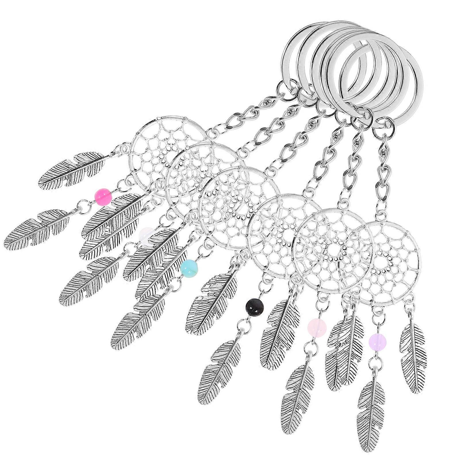 6 Pieces Dream Catcher Keychain Accessories in Assorted Colors for Luggage Pendant or Bag Charm