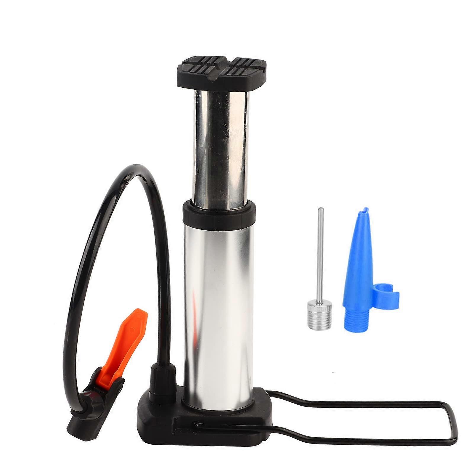 Bicycle Foot Pump, Portable Mini Pressure Floor Filler, Tyre Air Pump, Aluminium Alloy Housing, Designed for Outdoor Cycling, Silver.