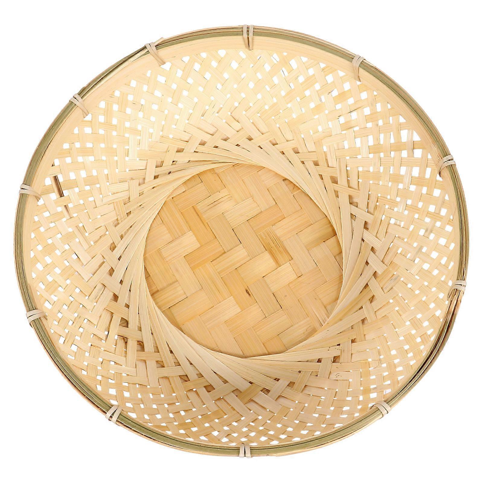 Beige Woven Fruit Basket Tray MultiPurpose Storage Basket Easy to Clean for Home Use 12.5x12.5x4.5 Inches