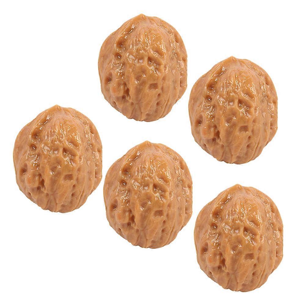 Artificial Walnuts Faux Walnut Props for Decor 5Pcs Lightweight Brown PVC
