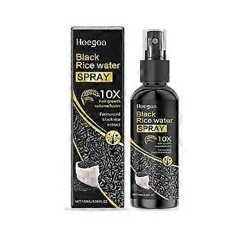 Black Rice Water Hair Growth Serum Spray, Natural Hair Regrowth Treatment with Castor Oil & Ginger for Damaged, Dry Hair, Enhances Thickness, Length