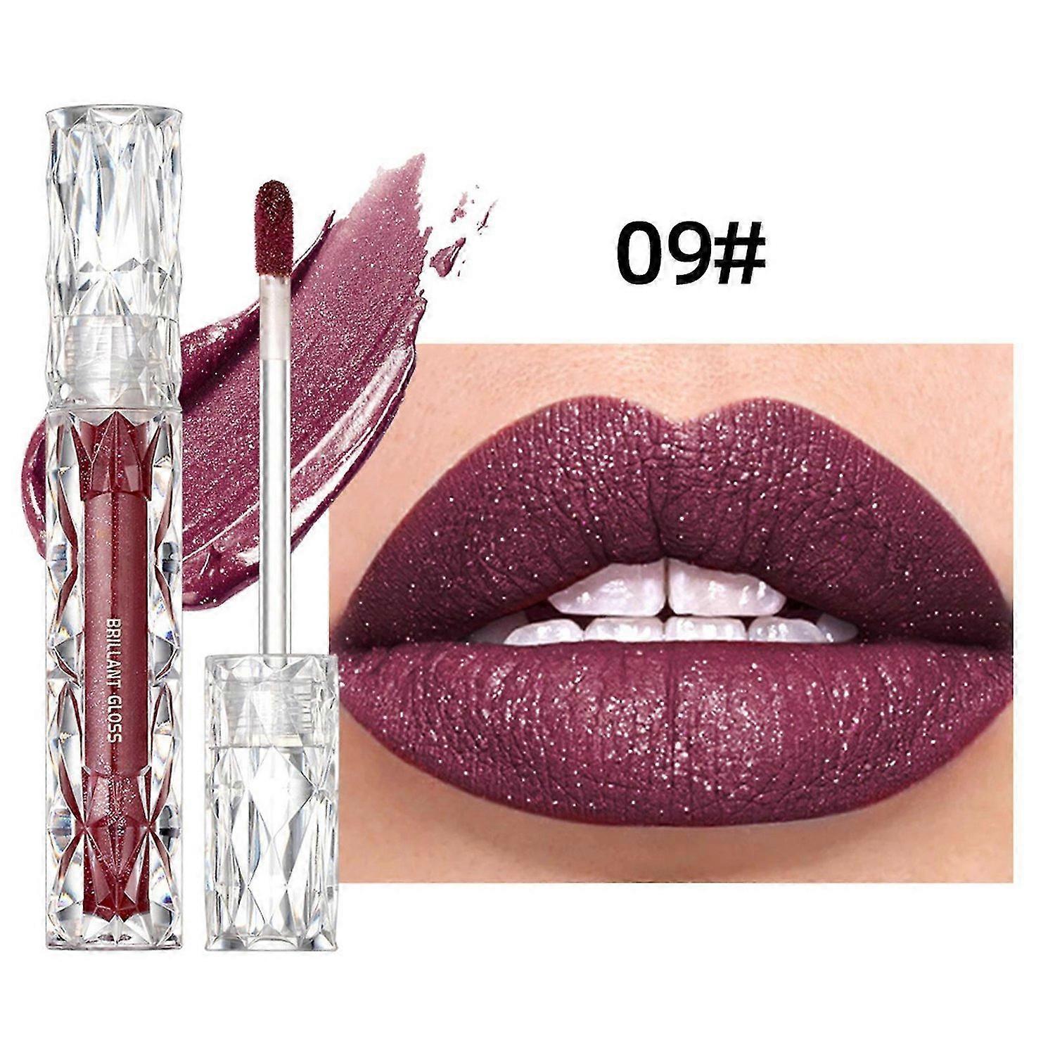 Flüssiger Glitzer Lippenstift, Diamond Shimmer Finish Hochpigmentierte Lippen Getönte Beize, wasserfest Lang Las