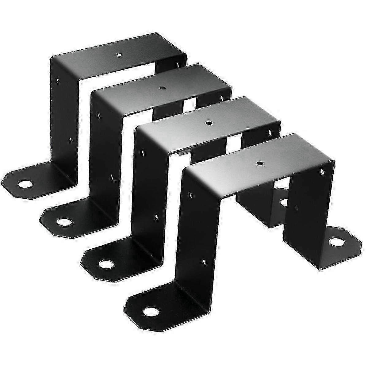 Black Decking Fence U Bracket Straps - 4pcs Post Ties hwy