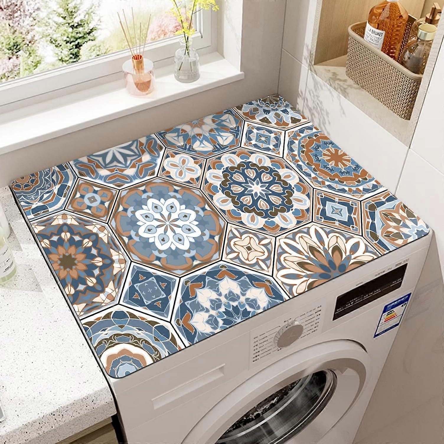 Bohemian Mandala print refrigerator mat, dish drying rack (5 pieces)