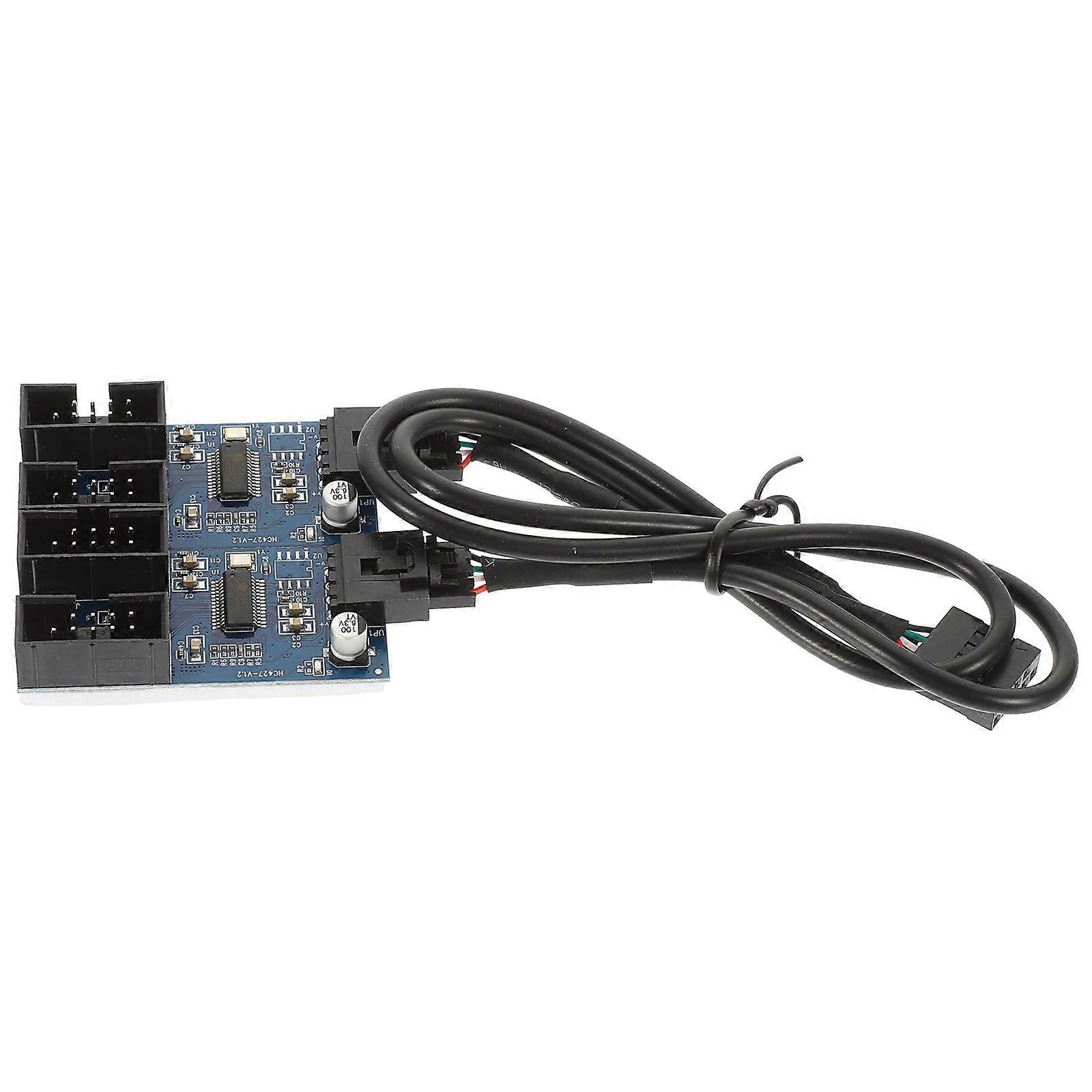 USB Header Extension Splitter for Computer Use Blue High Performance with Glue and Shielding Layer