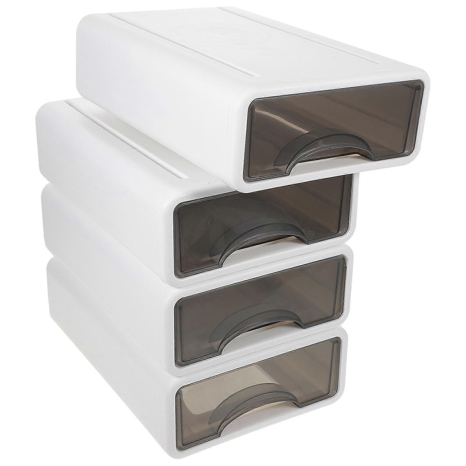 White PP Material Desktop Organizer with Drawers for Storage 4 Pieces