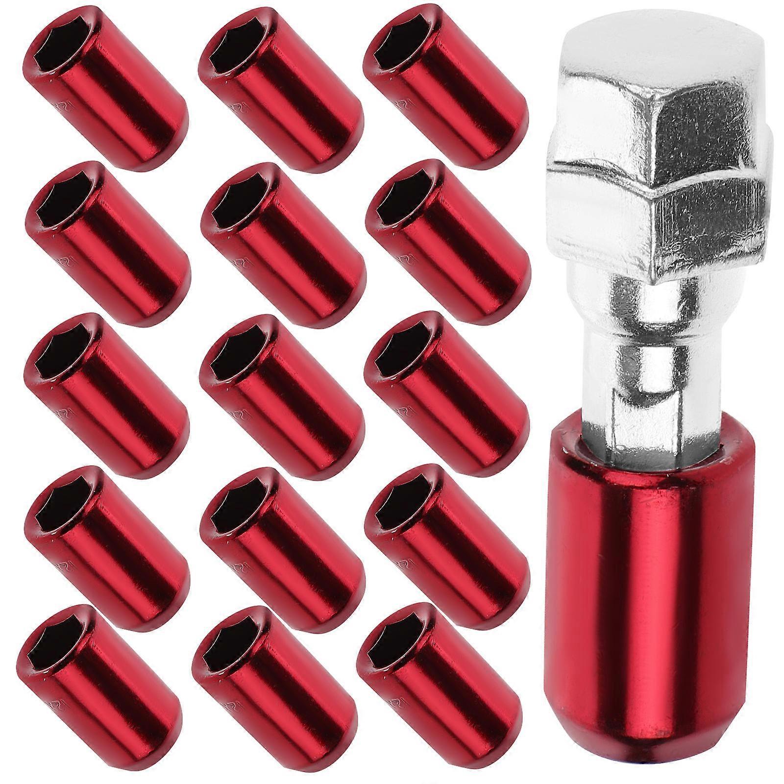 16pcs Red Lug Nut Covers for Car Wheels – Durable Tire Accessories for Trailers, Easy Installation