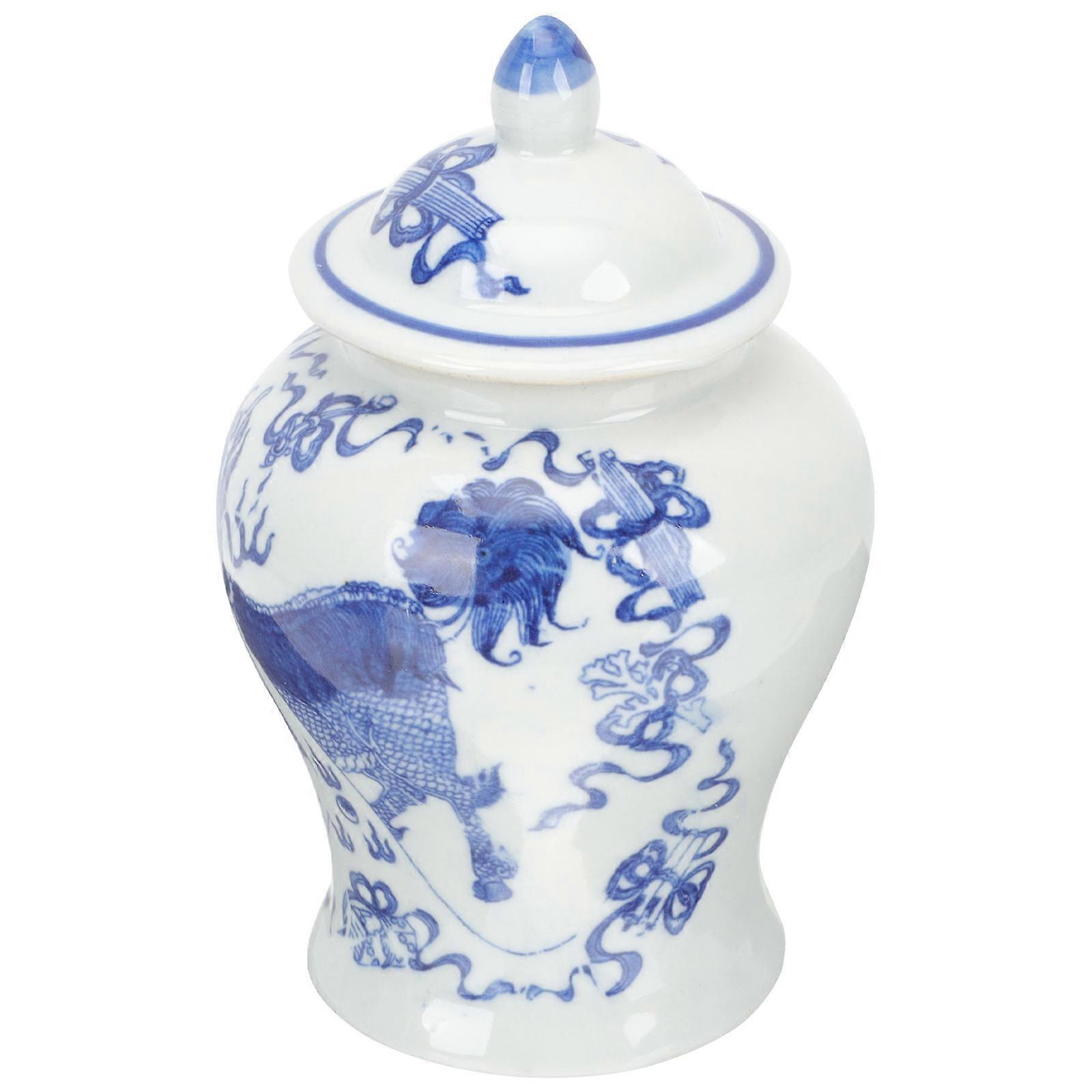 Blue and White Porcelain Tea Jar with Lid – Airtight Ceramic Canister for Tea, Candy, and Cookie Storage – Classic Chinese Design Decorative Jar for