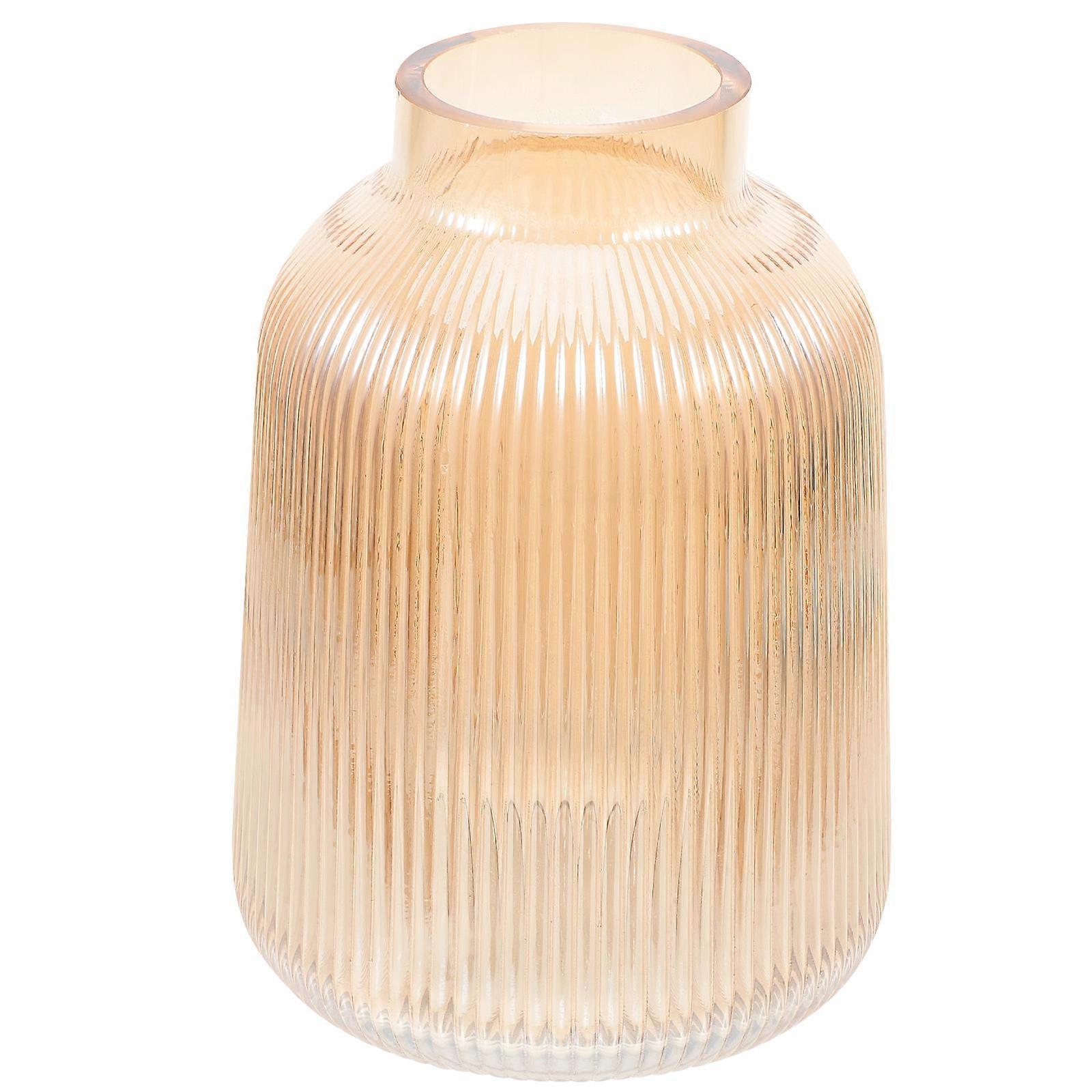 Nordic Style Flower Vase Ornament For Decoration Vertical Stripe Small Size Golden Finish 1Pc
