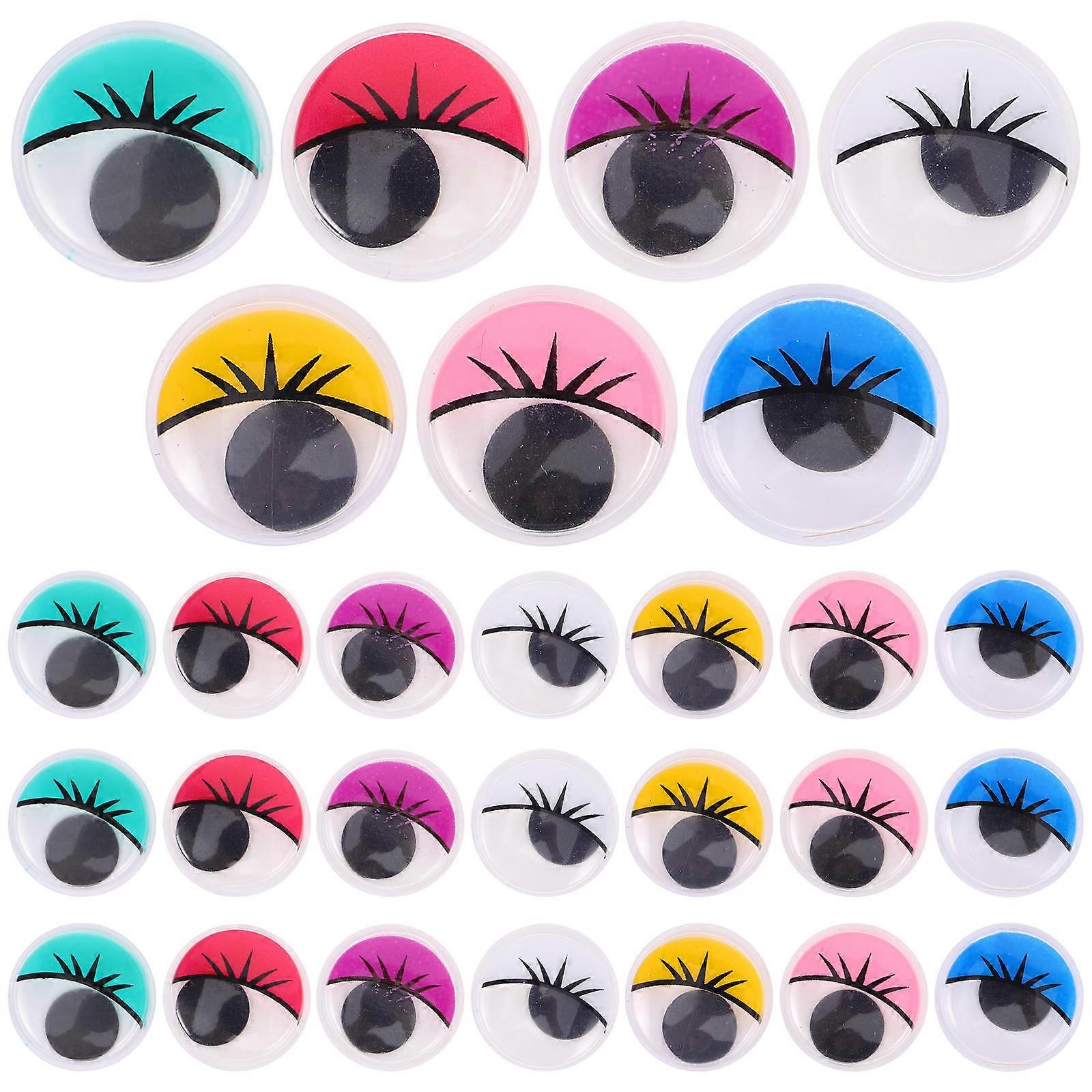 50pcs Colorful Round Self Adhesive Googly Eyes with Eyelashes – Ideal for DIY Crafts, Doll Making, Scrapbooking, and Creative Play Activities