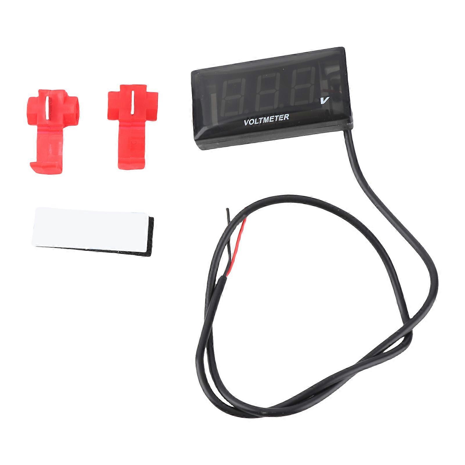 10-150V Motorcycle Digital Voltmeter DC Voltage Tester LED Display Water-Resistant Battery Monitor Gauge with Mounting Bracket