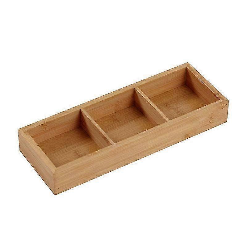 Divided Wooden Serving Tray with 3 Compartments - Multi-Purpose Sushi Plate for Hot Pot Restaurants & Food Presentation
