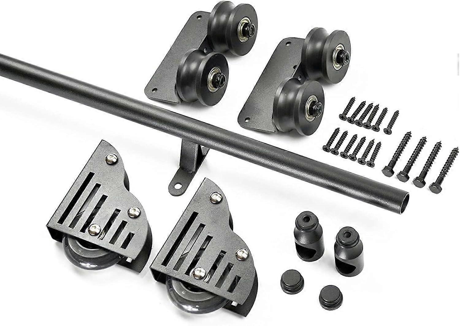 Rolling Library Ladder Hardware Set, Floor Roller, Round Track, Sliding Ladder (200 cm Track Kit)