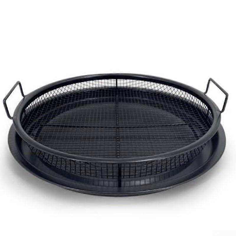 Round grill basket baking tray for backyard grilling adventures (black)