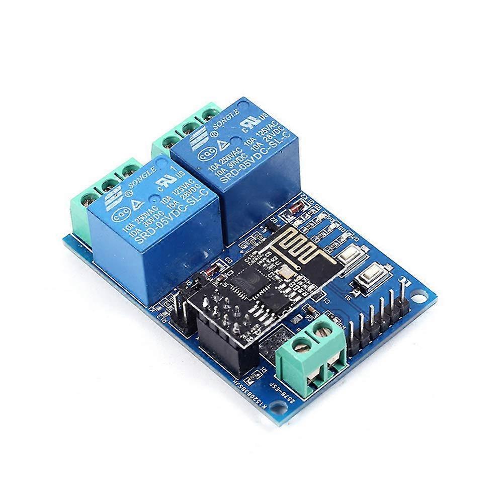 5V ESP8266 ESP-01 WiFi Relay Module, 2 Channel Smart Home Controller for IoT, Phone App Compatible, Dual Relay Function