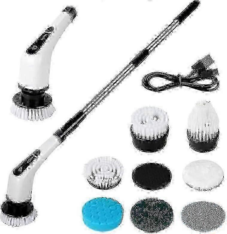 USB Rechargeable Electric Cleaning Brush with 7 Interchangeable Heads - Cordless