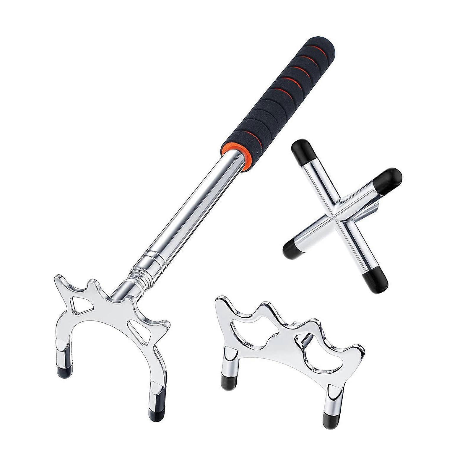 Retractable Billiards Stick Bridge with Removable Head Stainless Steel Handle (silver)