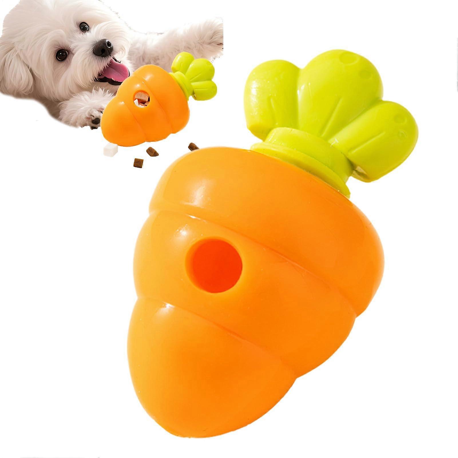 Aggressive Dog Chew Toys Interactive Treat Dispenser Carrot Shape For Playtime Training Fetch Teething Medium Size