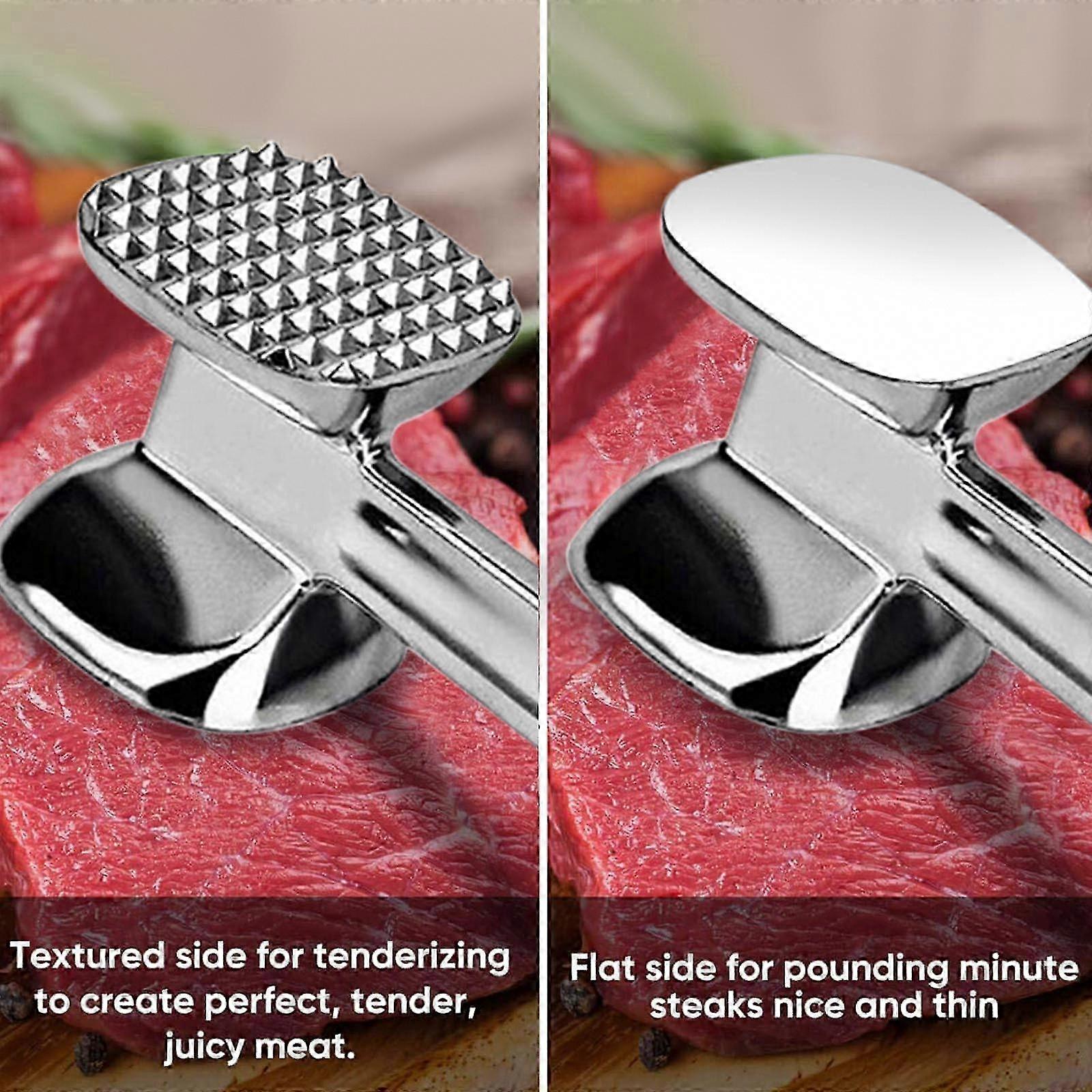 Dual-Sided Meat Tenderizer Hammer for Steak Chicken Fish - Aluminum Alloy with Comfort Grip