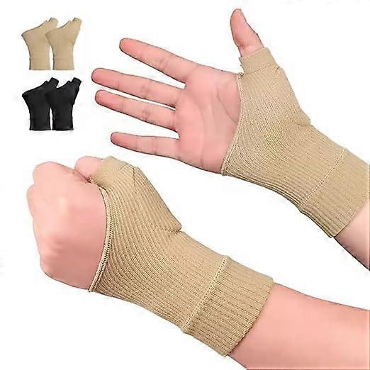 1 Pair Arthritis Wrist Thumb Support Brace Compression for Hand Instability, Carpal Tunnel (Beige, L)