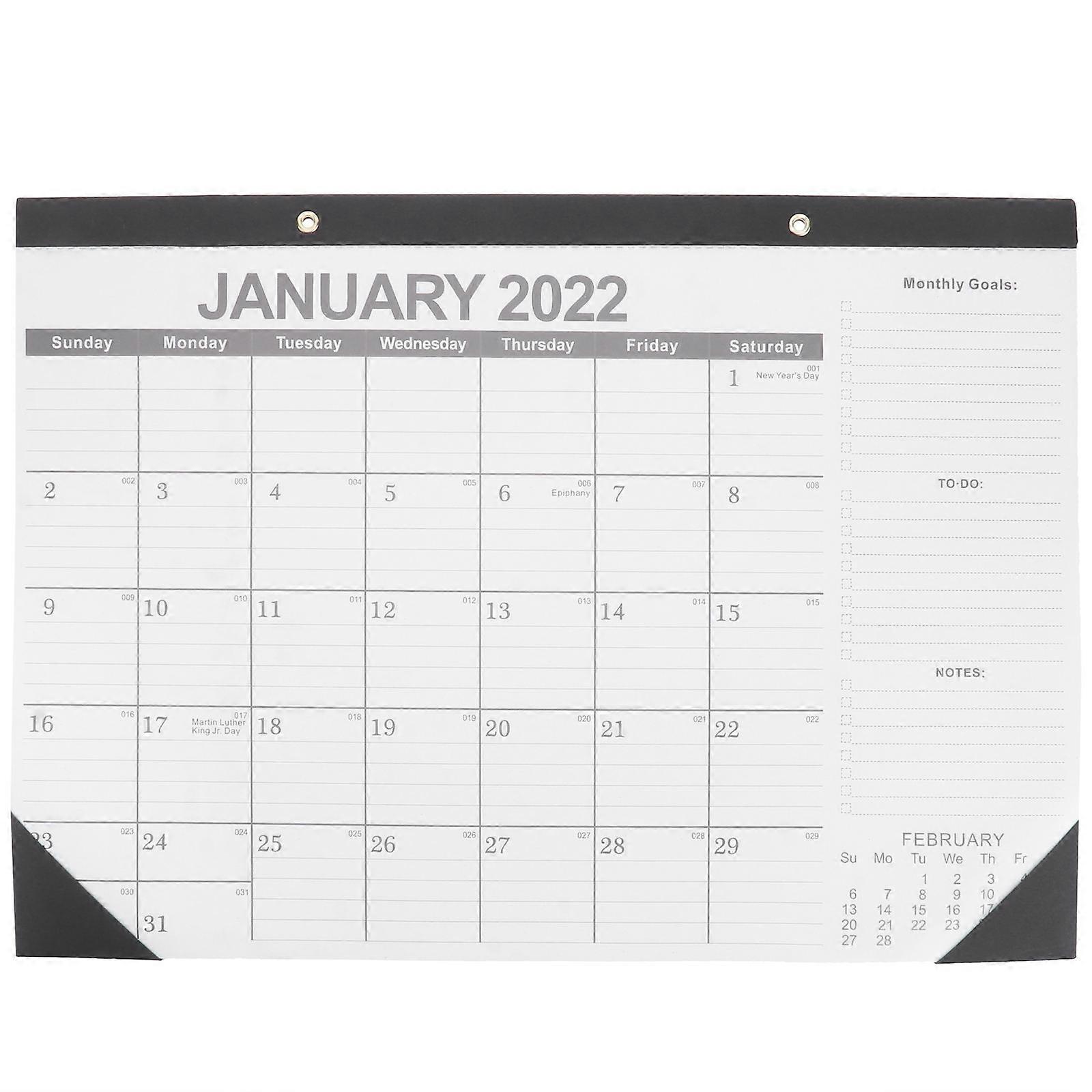 Large Desk Calendar Office Desk Calendar for Home Decor Black Paper Material with Schedule Planning 1Pc