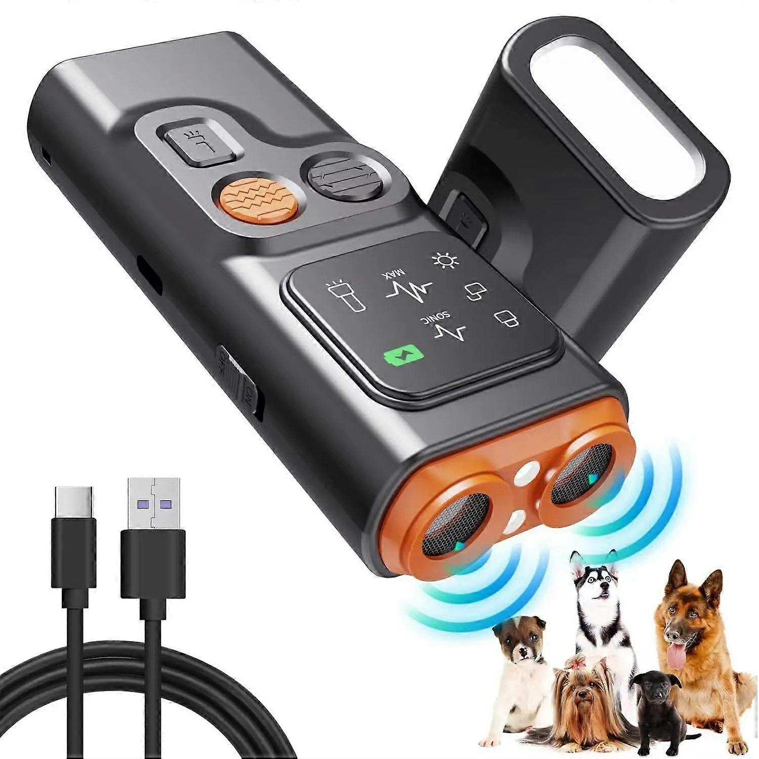 P7 Dual Head Anti Barking Device for Dogs Ultrasonic Dog Trainer Built In LED Flashlight High Power