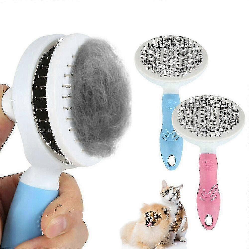 Pet Dog Cat Brush Grooming Slicker Self Cleaning Slicker Brush Mass...