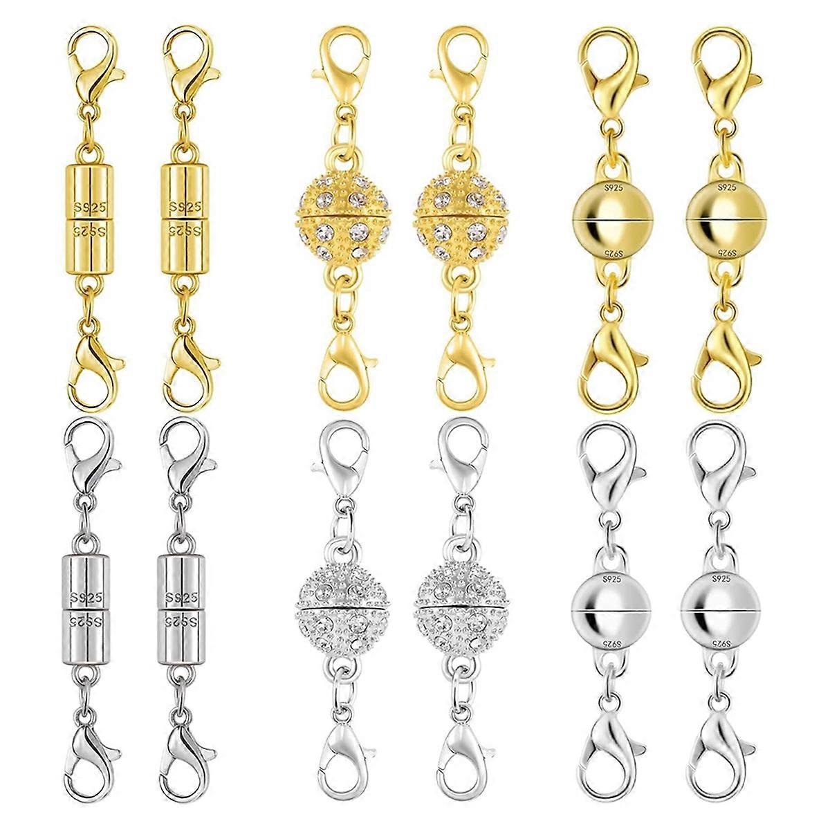 Magnetic Jewelry Clasps, Crystal Ball Connectors with Lobster Clasps