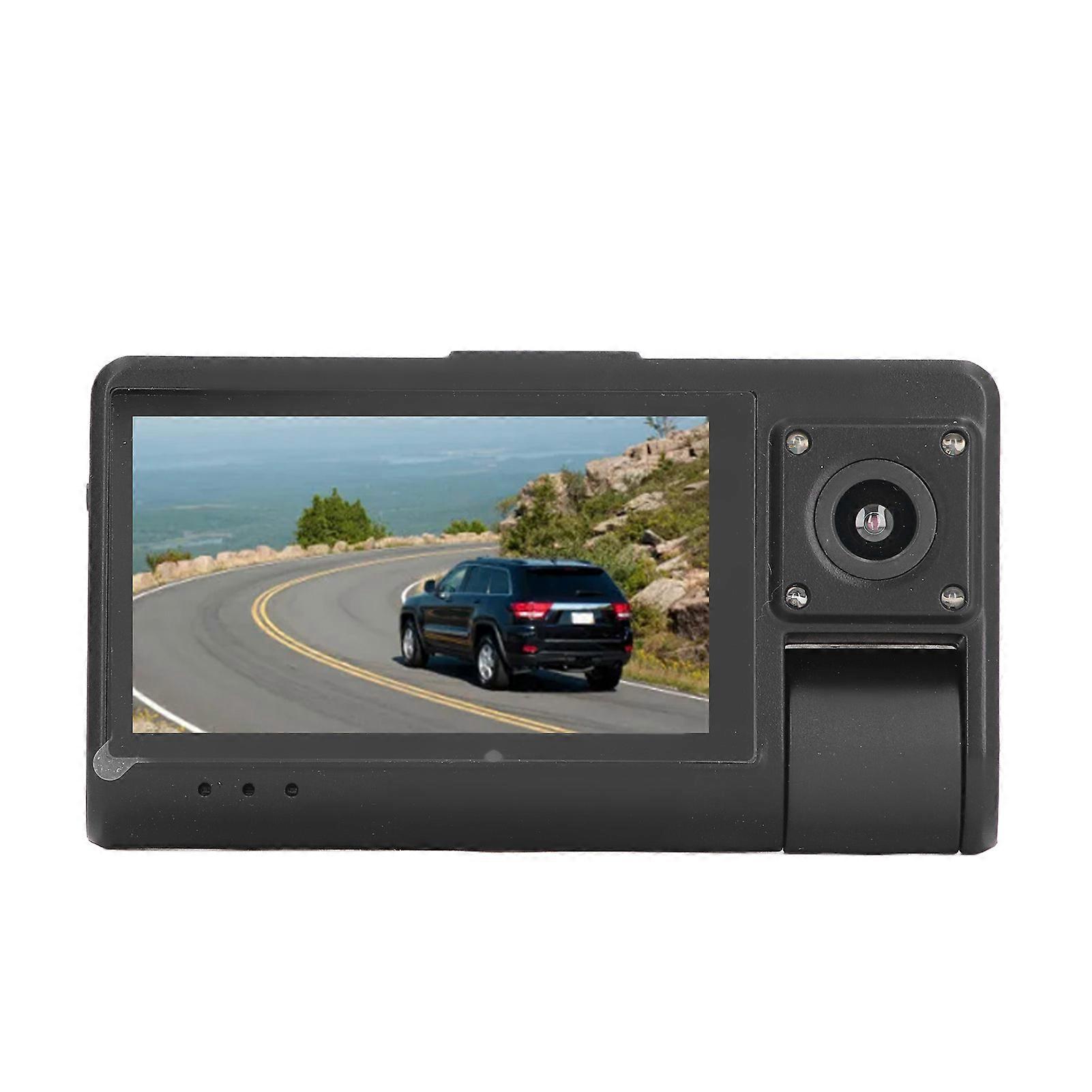 Caméra de tableau de bord à triple objectif 1080P avec écran IPS de 3,0 pouces et vision nocturne