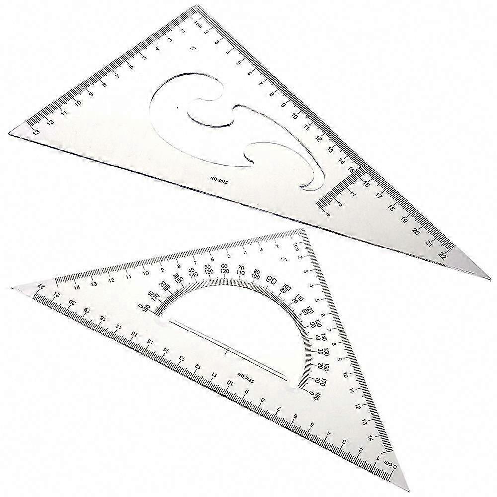 2pcs 3060 45 Degree Triangle Protractor Ruler Set for Drawing and Drafting