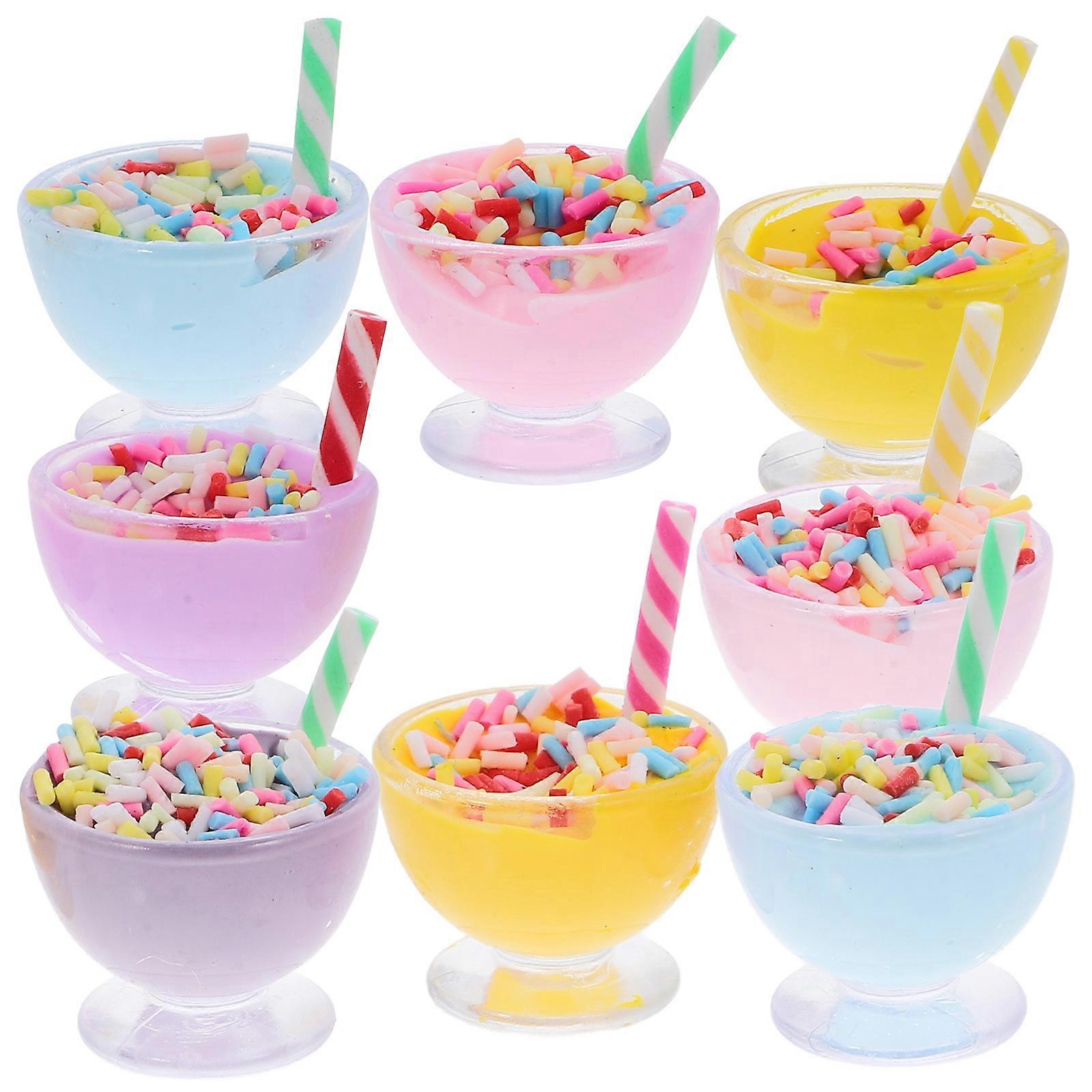 Resin Ice Cream Decorations for Dollhouse 8pcs Assorted Color Miniature Accessories to Play and