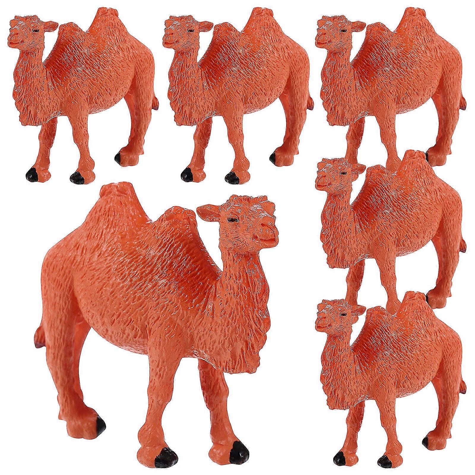 Camel Statue Brown Camel Models for Decoration 6Pcs PVC Material