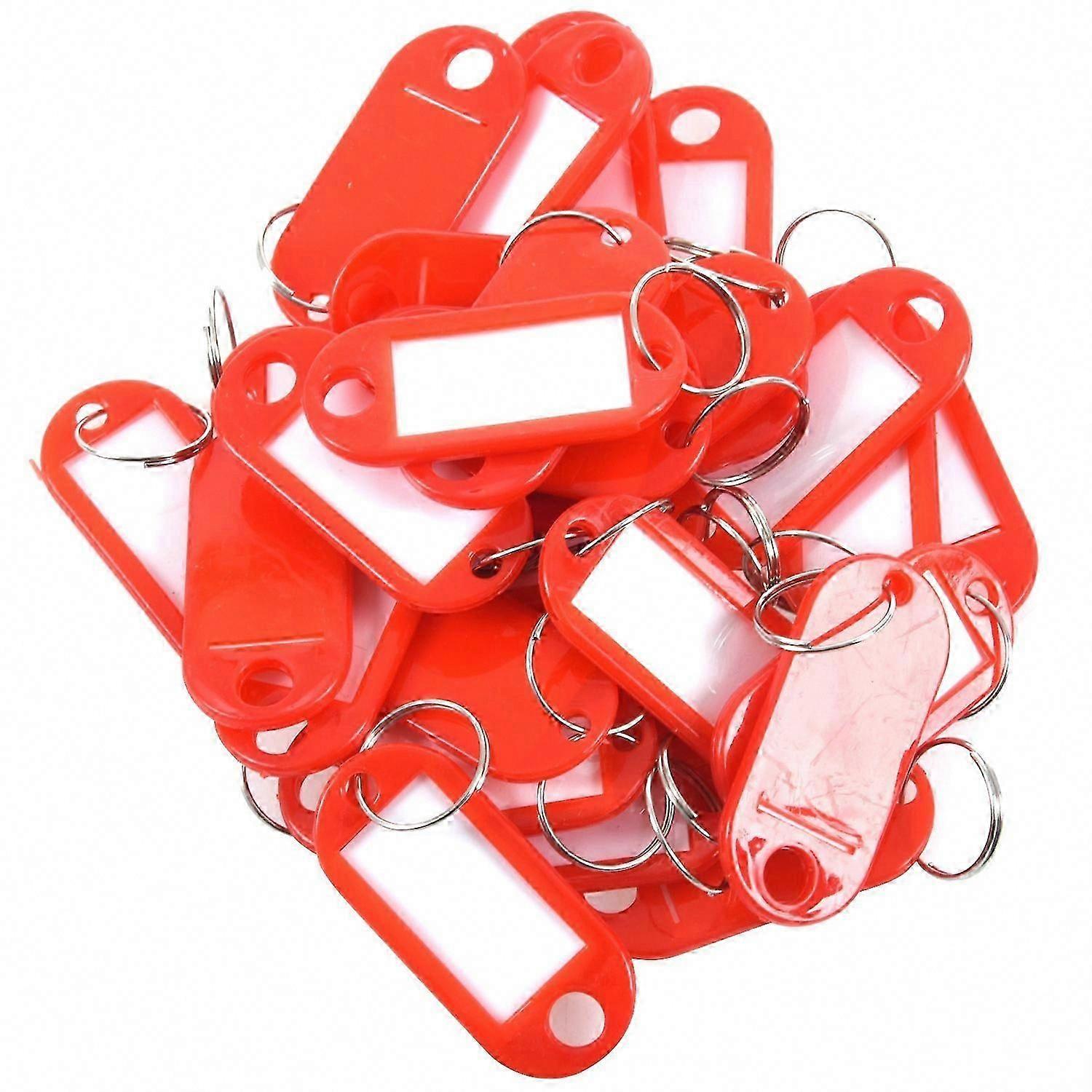 30 Plastic Key Holders for ID Labels, Baggage Key Rings with Name Holder Plate, Assorted Colors