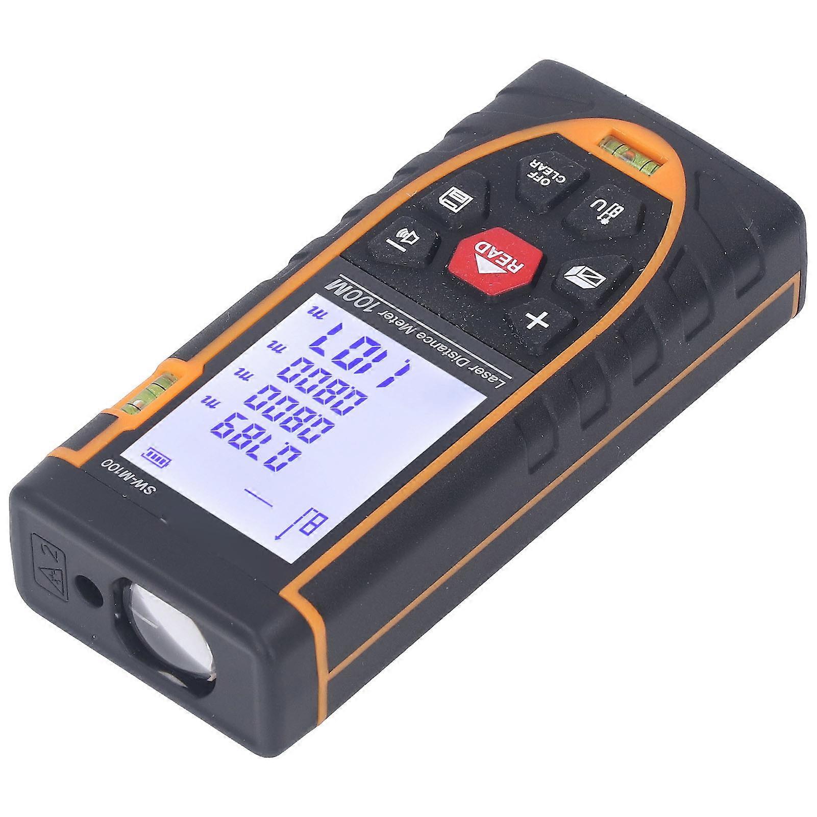 High Accuracy Laser Distance Meter 100m 328.1ft HD LCD ABS Shell