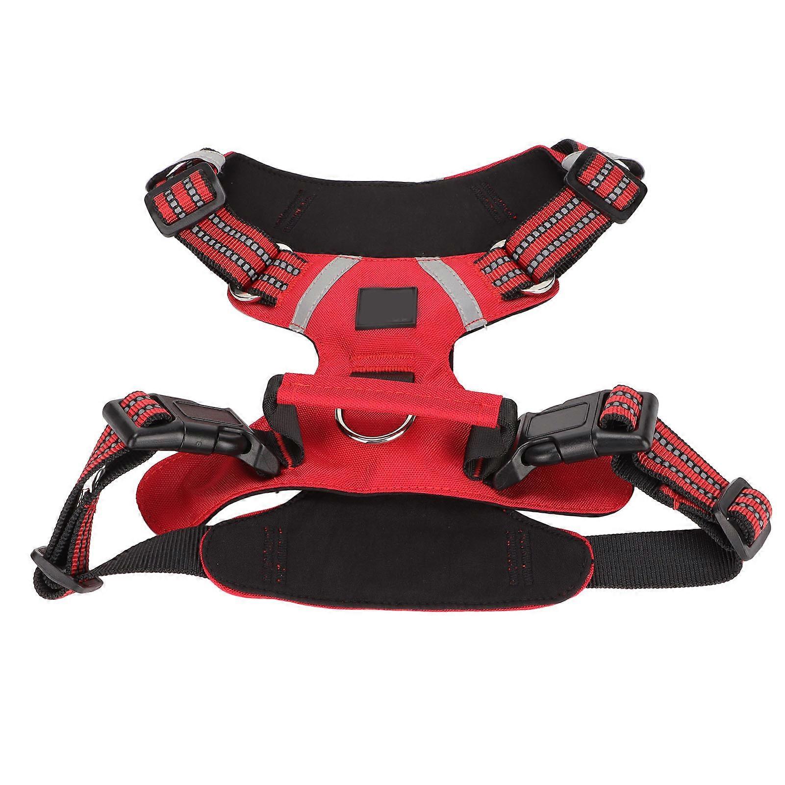 Adjustable Red Nylon Pet Chest Strap Leash Vest with Handle L