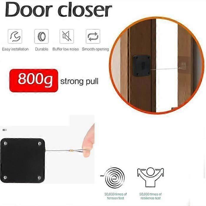 Automatic Door Closer No Drilling Closes Doors Automatically-Black