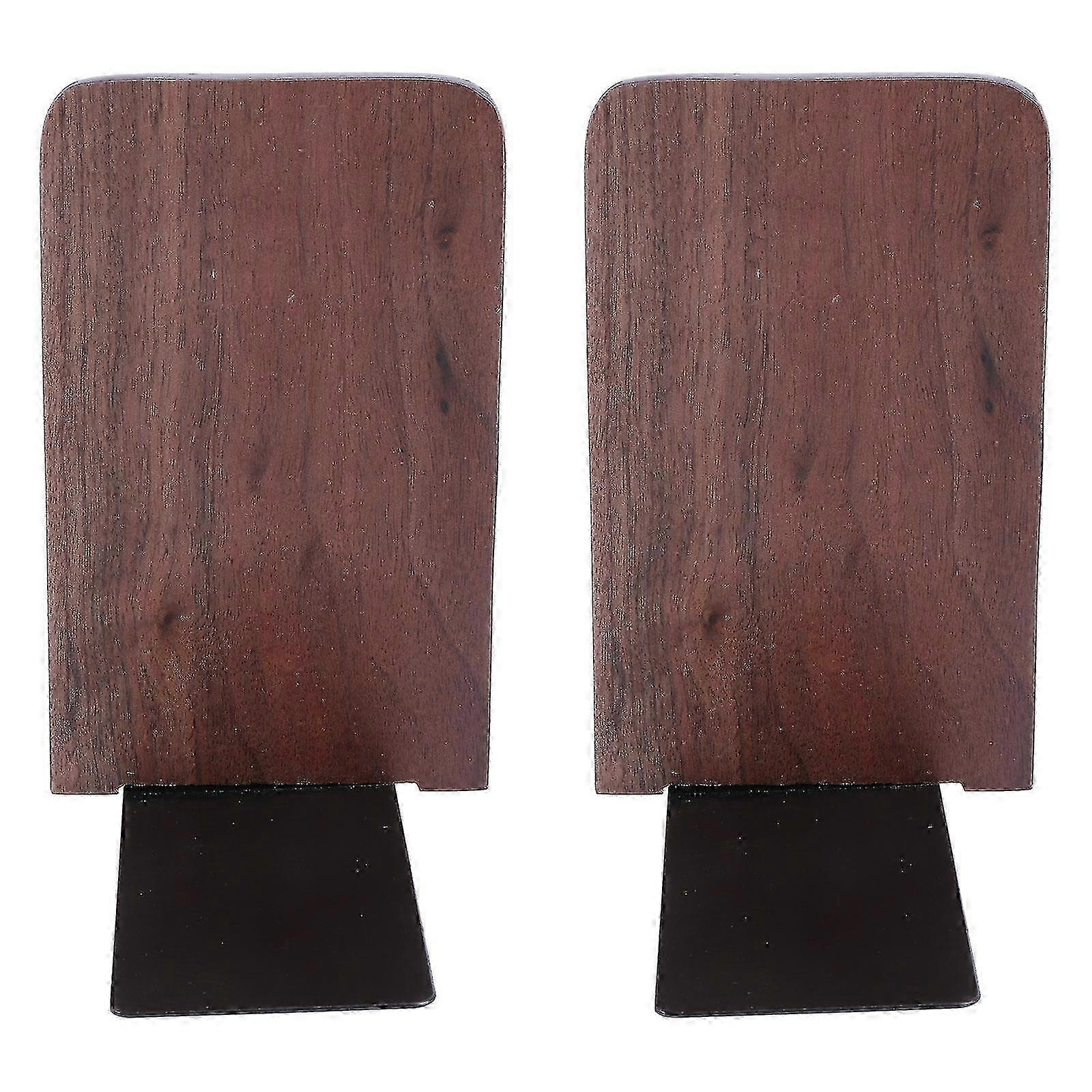 2pcs Multi-functional Black Walnut Book Block Creative Thickening Solid Bookends Book Organiser For Home Office