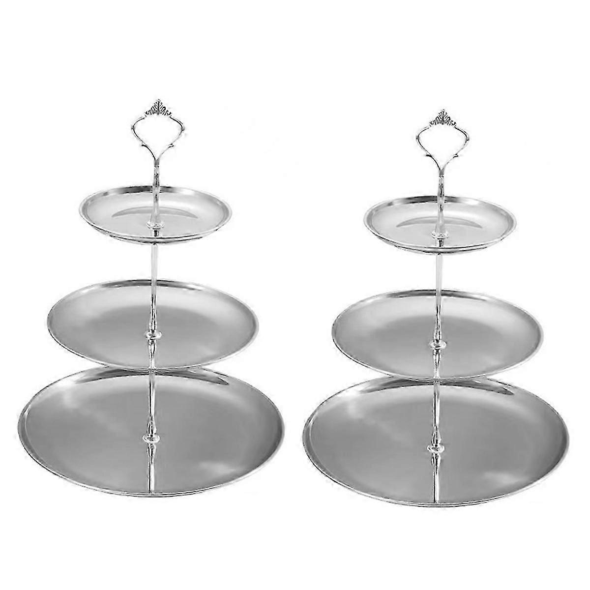 Stainless Steel Multi-Layer Tray Dessert Plate Fruit Plate Silver