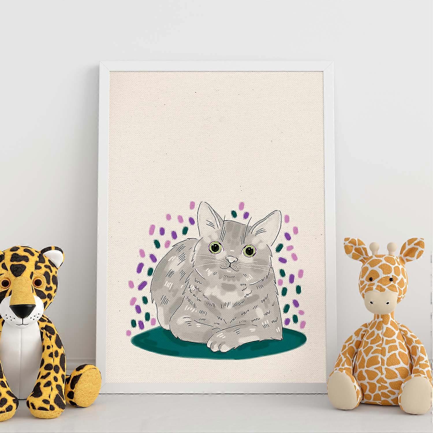 Imprimé chat gris amusant et coloré