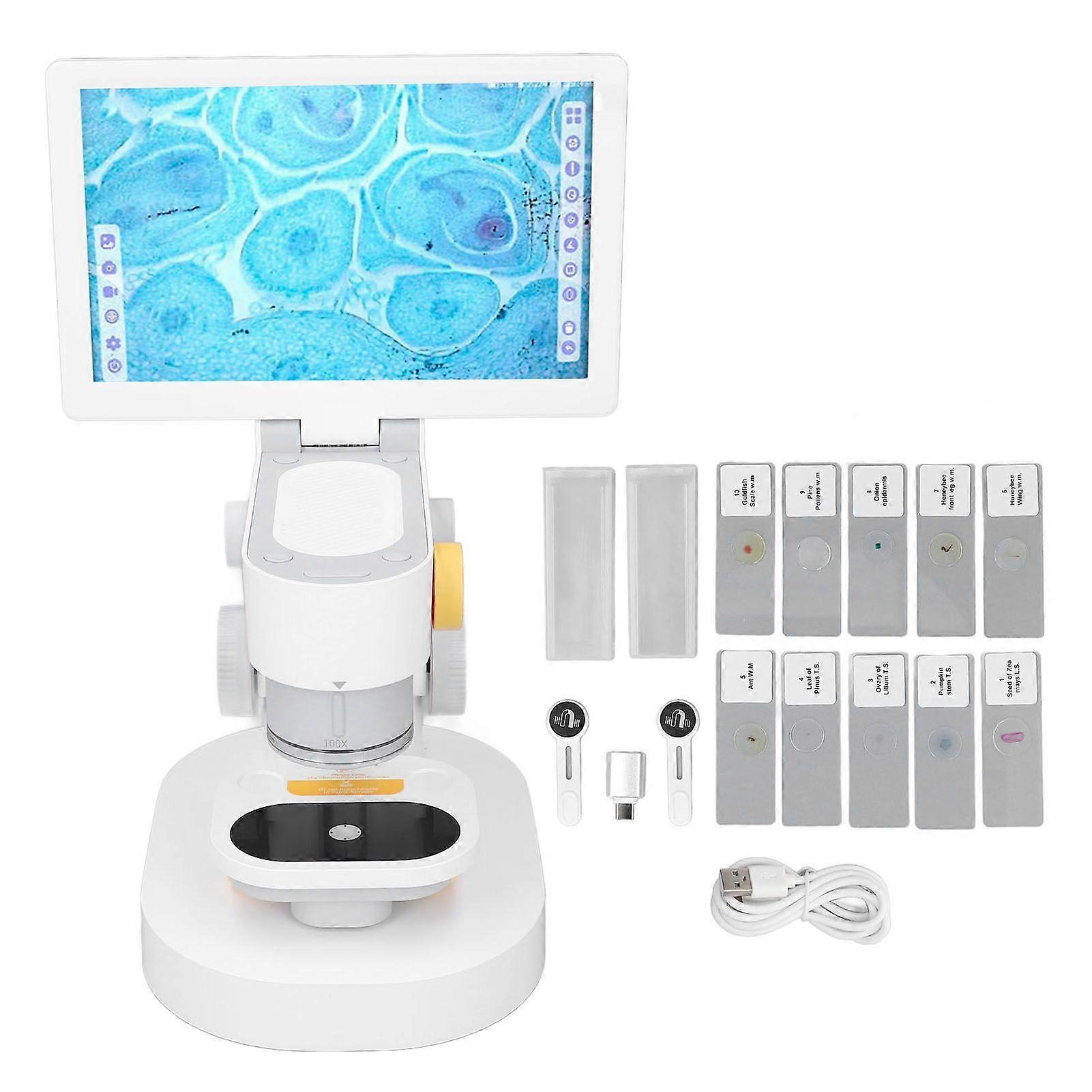 Microscópio digital biológico inteligente HD de 9 polegadas para laboratório