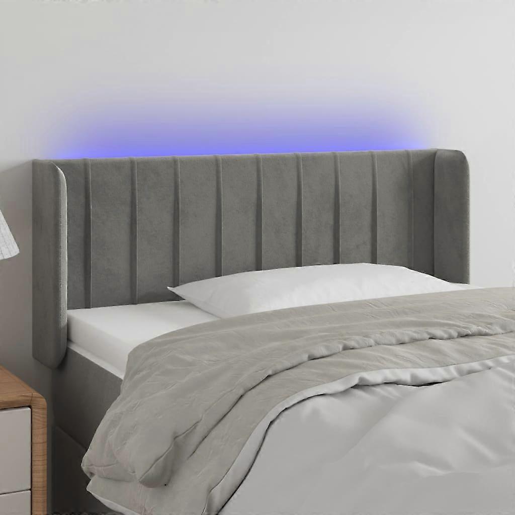 LED Kopfteil Hellgrau 103x16x78/88 cm Samt