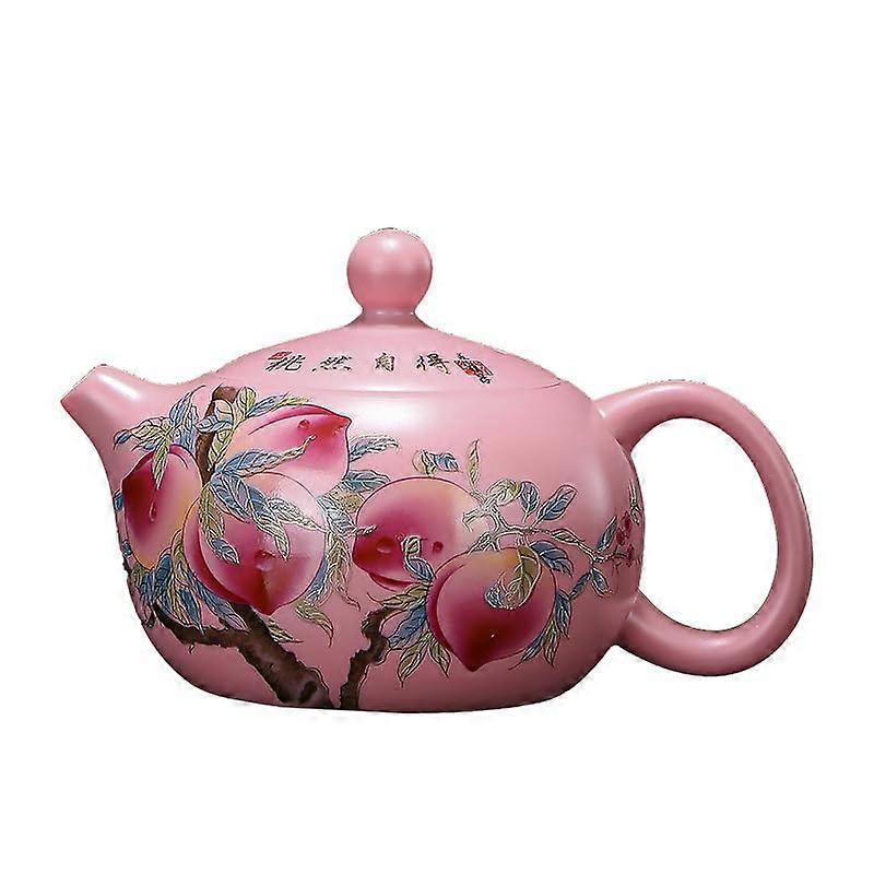 Ceramic Teapot Pink Peach Pattern 170.1g Capacity