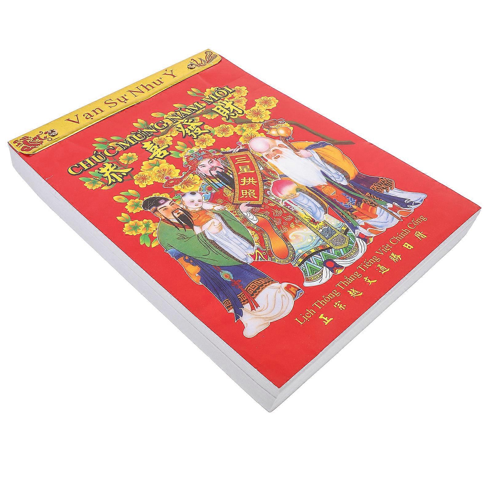Chinese New Year Calendar Vietnamese Calendar for Office Decor Red Paper Material with Daily Page Tracking 1Pack