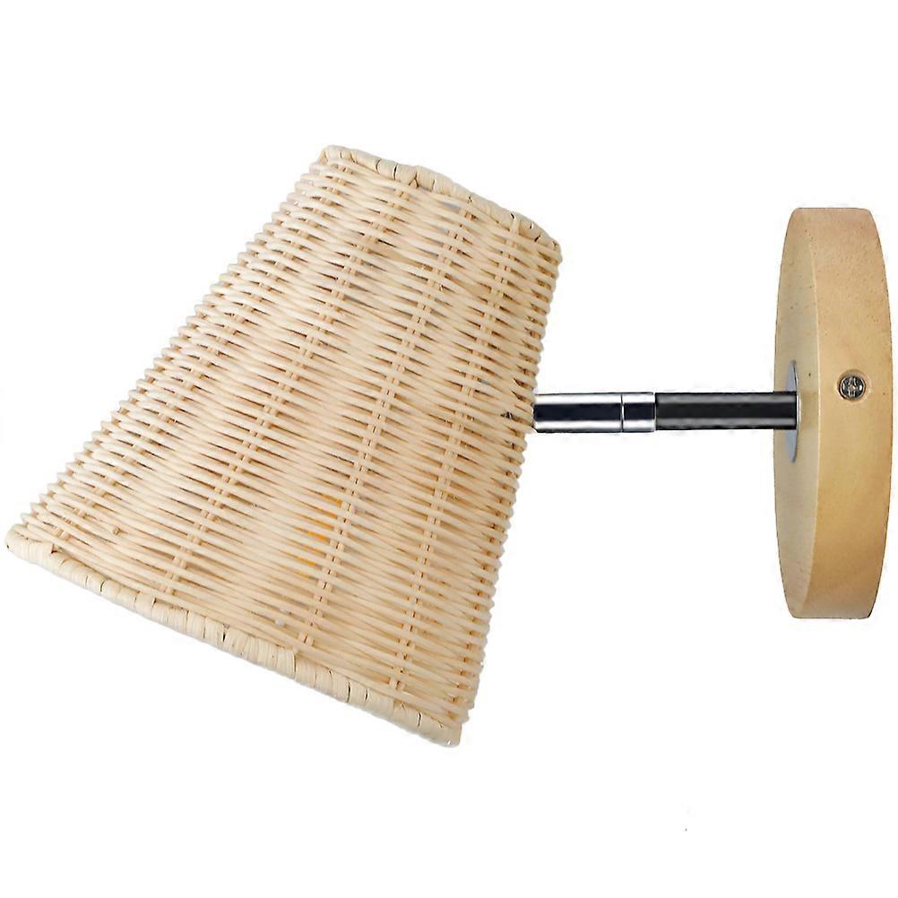 Bedroom Wall Lamp Rattan Wall Light for Home Use 2Pcs Beige