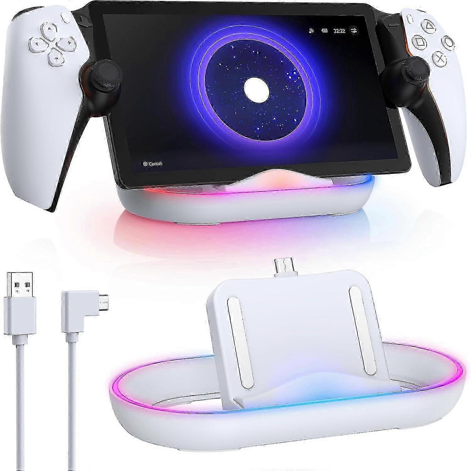Charging Stand For PS Portal, Charging Dock Station For Playstation Portal Remote Player with RGB Light, For PS Portal Accessories