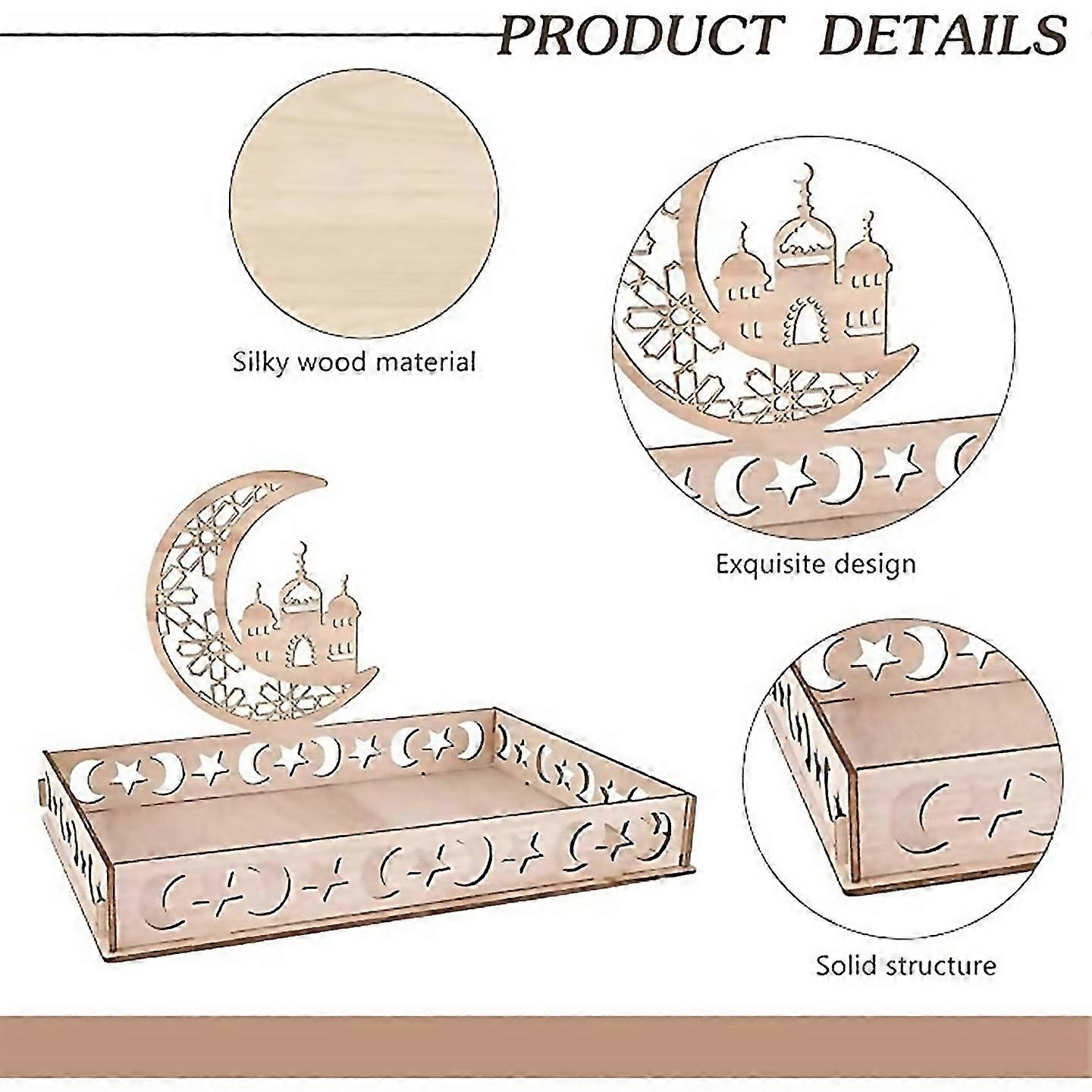 For Ramadan Plate Eid Mubarak Tray Table Decor For Dessert Serving