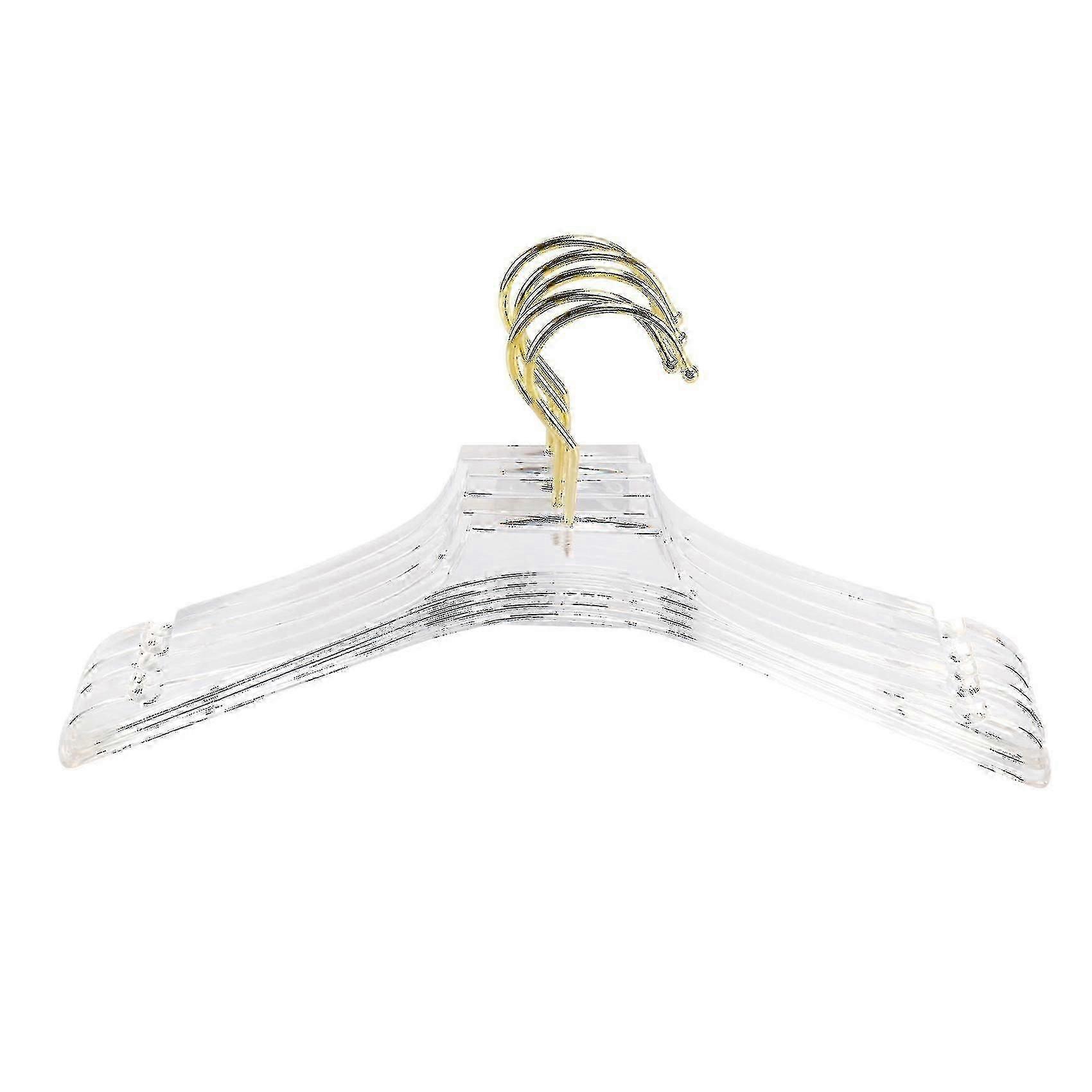 5 Pcs Clear Acrylic Clothes Hanger With Gold Hook,s