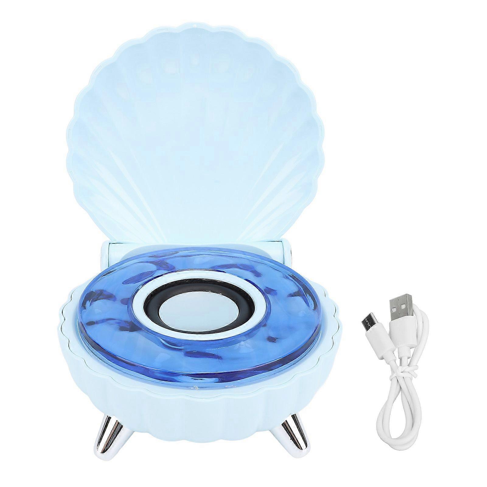 Bluetooth Speaker Unique Seashell Shape Stereo Speaker with Colorful Night Light 1200mah for Bedroom Table Decoration Blue