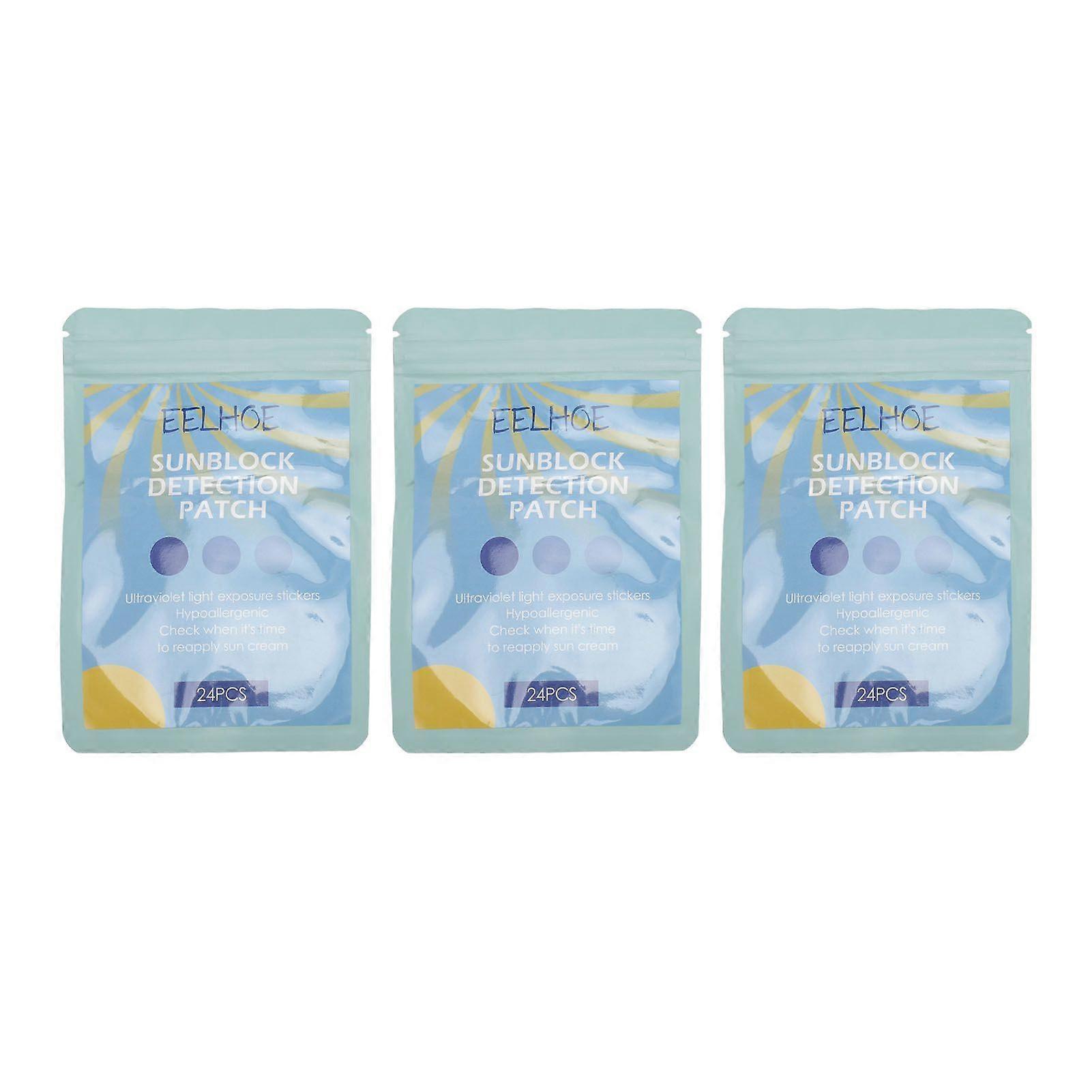 24PCSx3 Sunblock Detection Patch Summer Outdoor Color Changing UV Detecting Patch