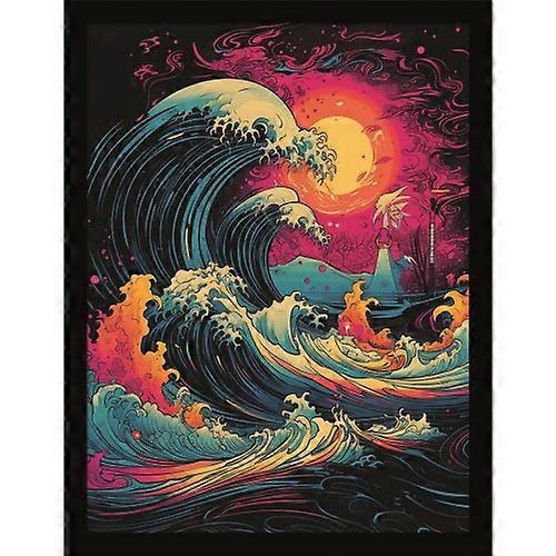 Wave Collection Neon Whirlpool Framed Poster